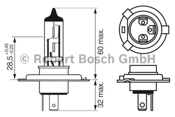 Bosch H4 Xenon Blue Gl&uuml;hlampe 12V 60/55W Sockel P43t