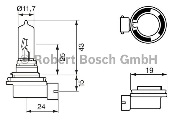 Bosch H9 Pure Light Gl&uuml;hlampe 12V 65W Sockel PGJ 19-5