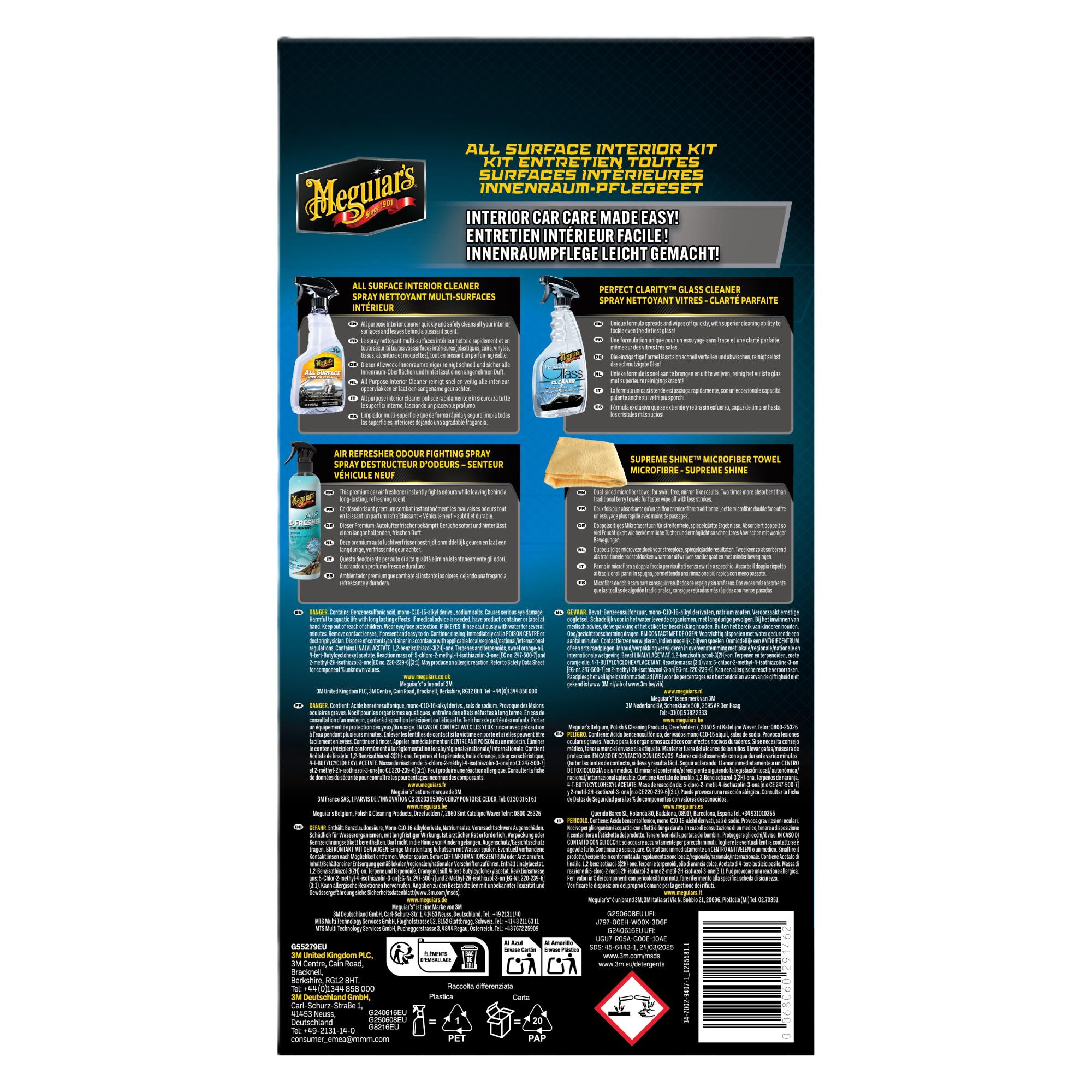 Meguiars Innenraum Pflege Set Glasreiniger Reiniger Mikrofasertuch Duft