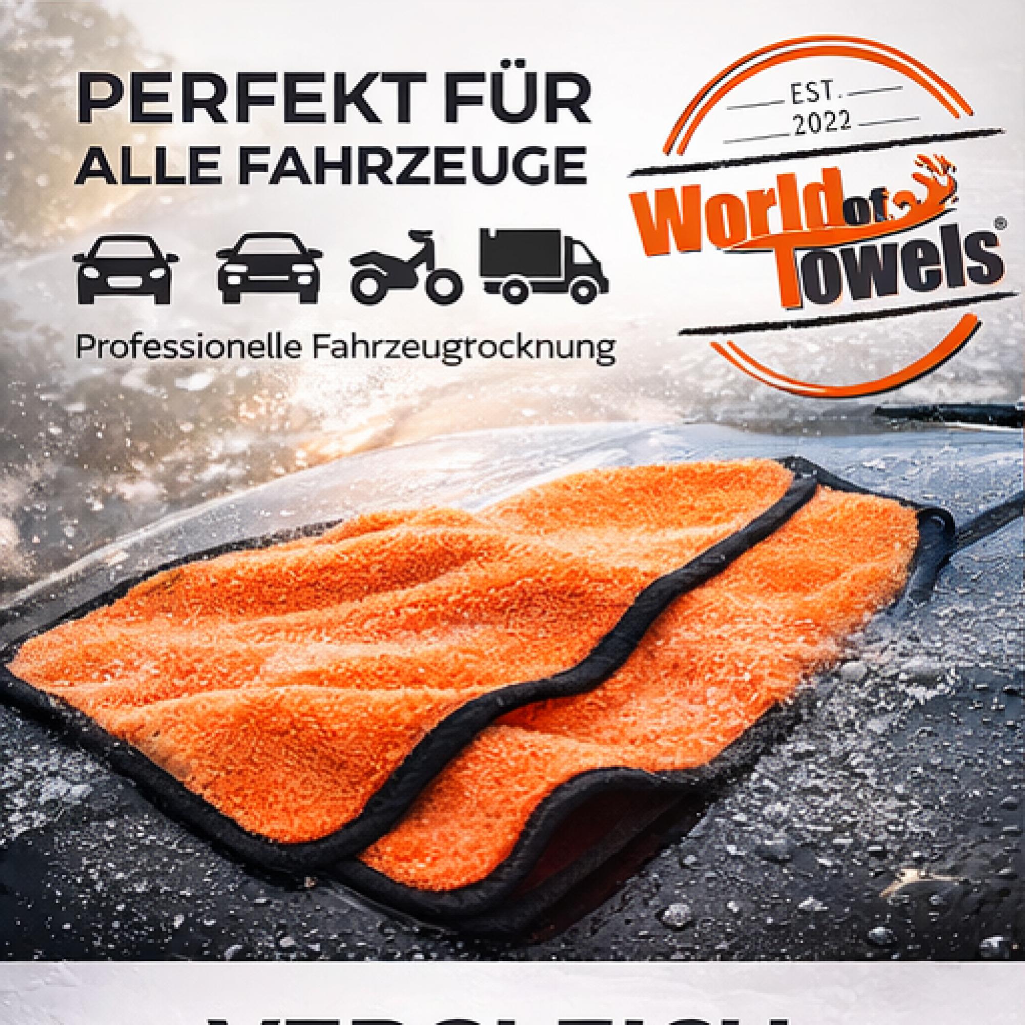 Mikrofaser Auto Trockentuch orange - 60 x 80 cm - schonende weiche Lackpflege