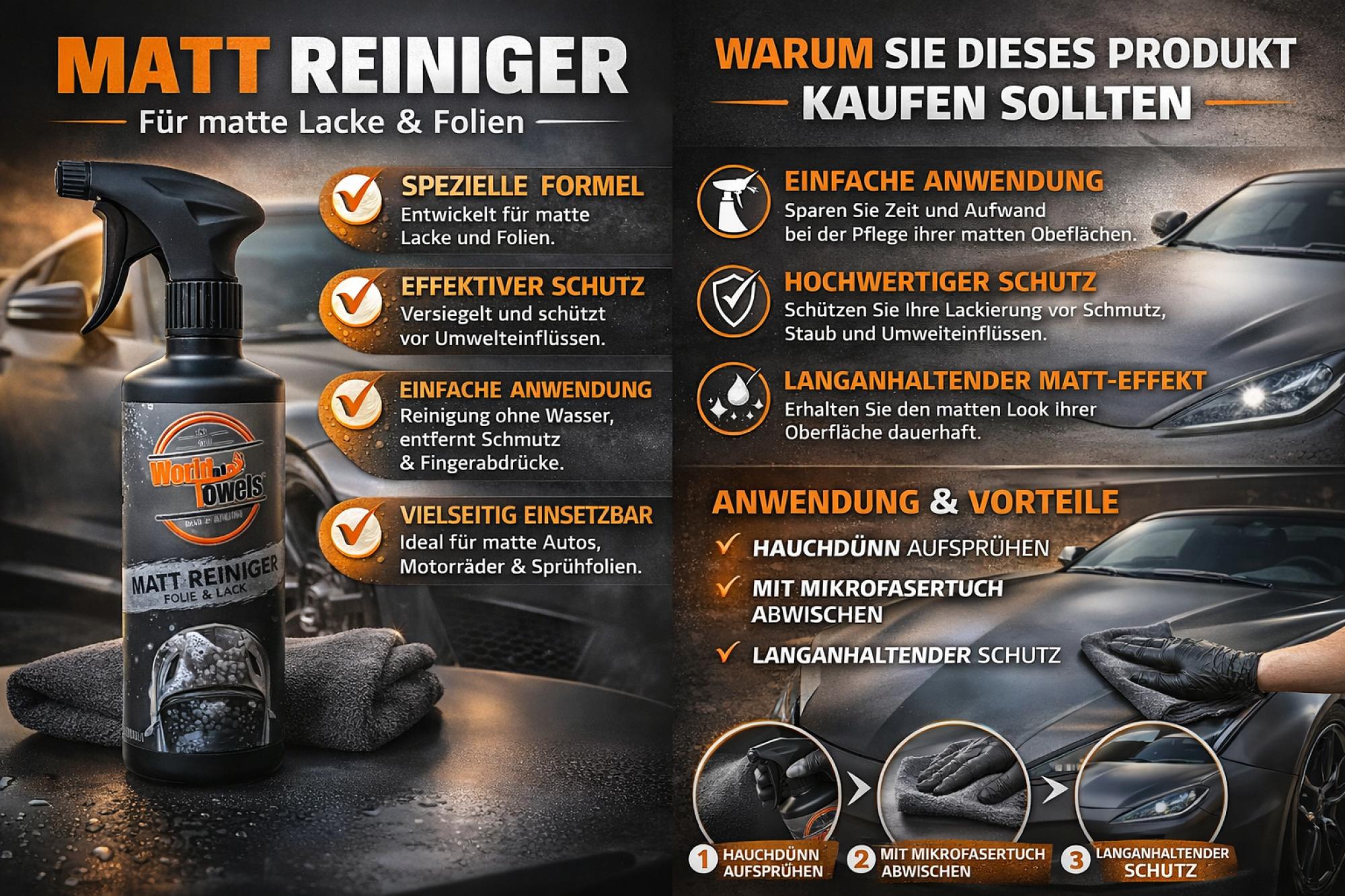 Matt Reiniger für Folie & Lack - Auto Mattlack- und Mattfolienreiniger