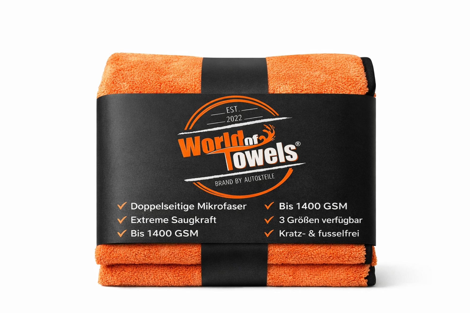 Mikrofaser Auto-Trockentuch orange - 40 x 60 cm - saugfähiges Microfasertuch für Autopflege